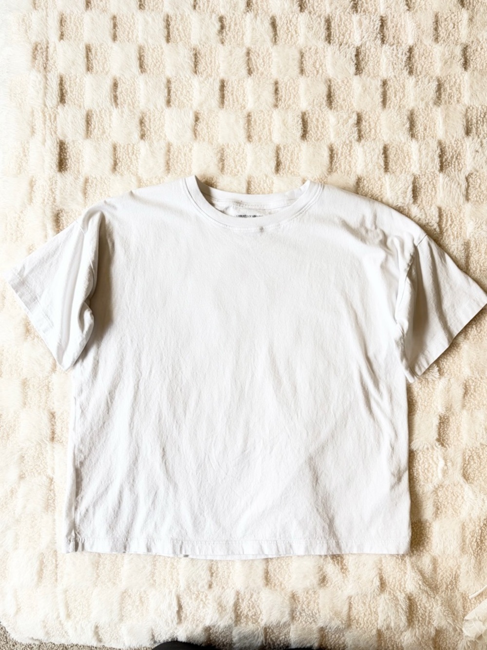 Christian Siriano White Boxy Tee Short Sleeve Crew Neck Top Small